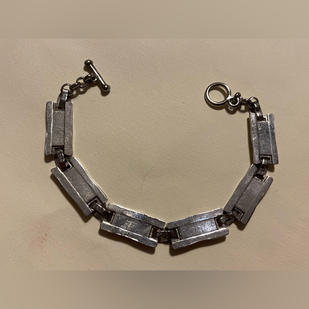🏝️ Engraveable Silver Tone Panel Bracelet #7458 - Picture 4 of 8